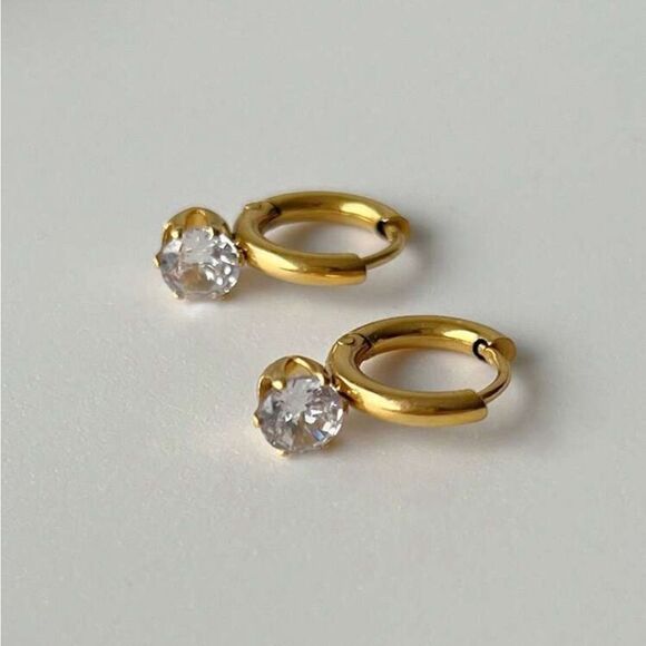 Anthropologie Jewelry - Diamond hoop earrings M1100